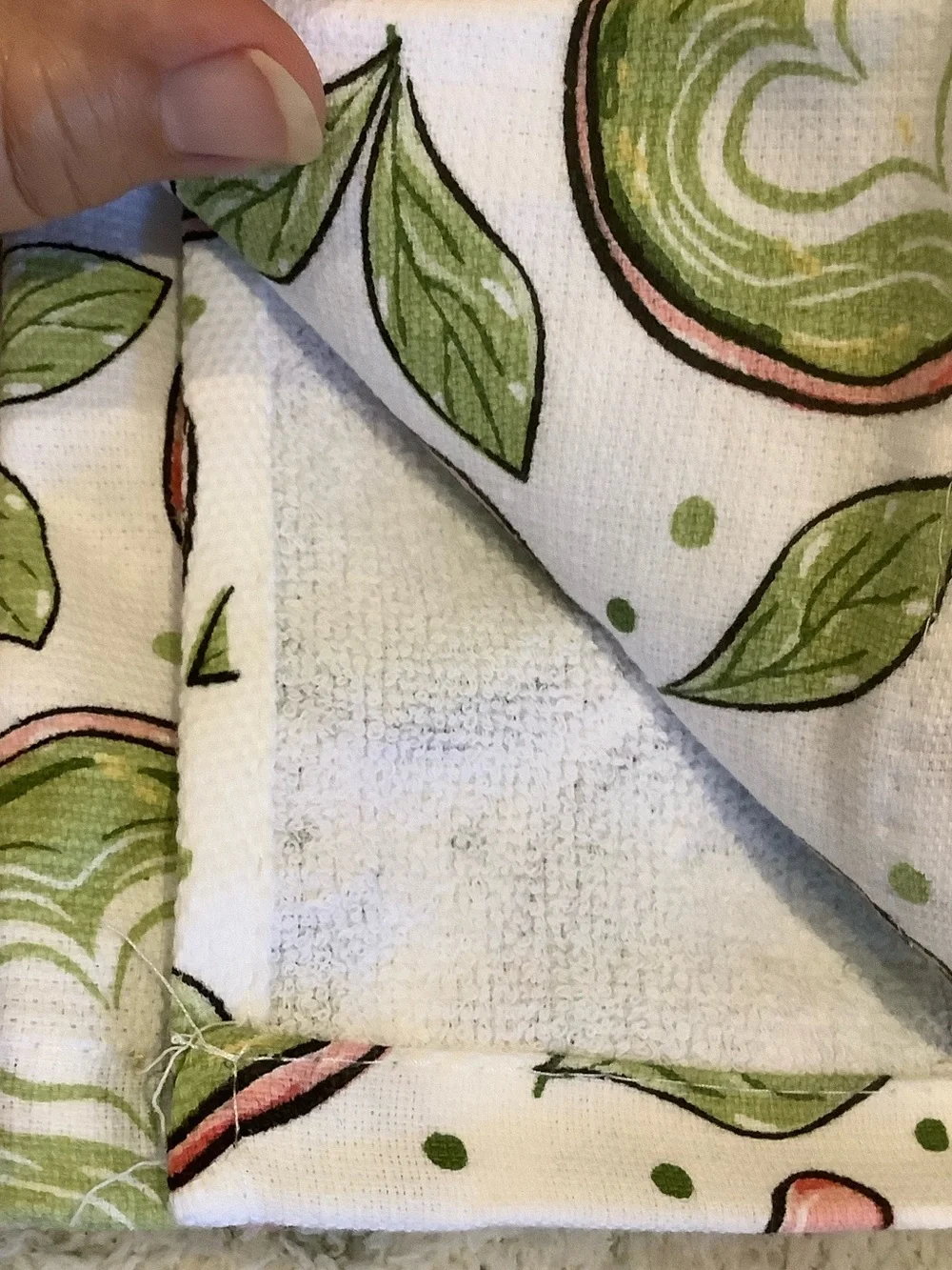 Bliss Green and Pink Matcha Latte Drinks Kitchen Towels Set of Two NWT Cotton
